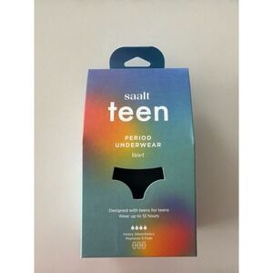 Saalt Teen Period Underwear Brief, Heavy Absorbency, Black
